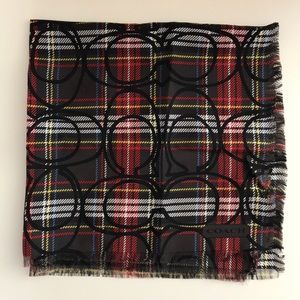 Coach tartan plaid silk scarf